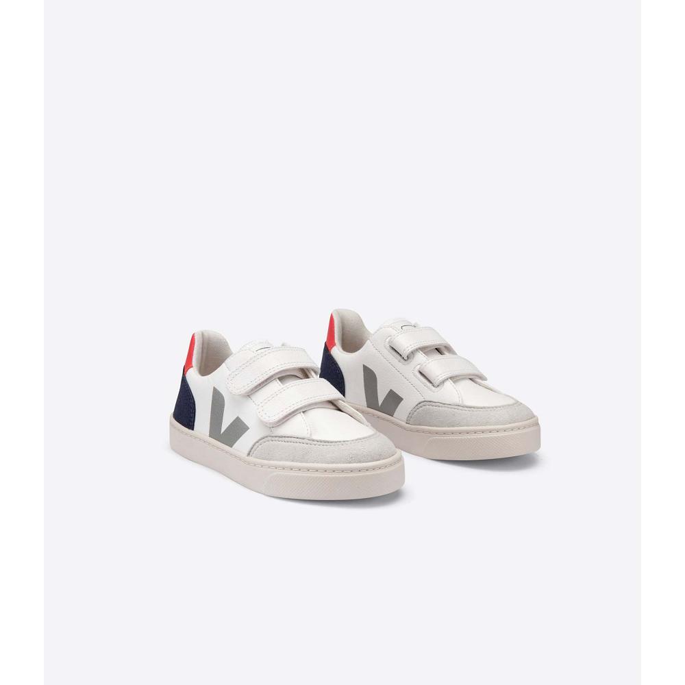 Veja V-12 CHROMEFREE Tenisky Detske White/Black | SK 886AHK